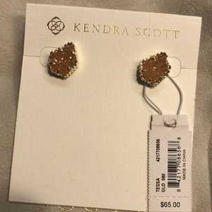 KS TESSA EARRING GOLD SAND DRUSY